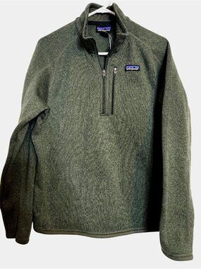 Patagonia Better Sweater Size Medium 1/4 Zip Fleece Lined Old Growth Green EUC